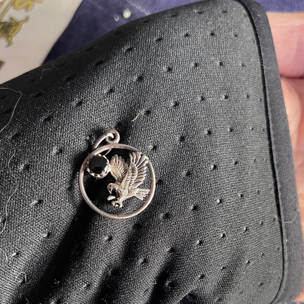 Black Onyx Eagle Solid 925 Sterling Silver Pendant - image 3